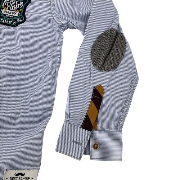 Next Happy Little Chappy Rugby Shirt Button Up Boys Size 4 - 5 Years Blue Preppy - Picture 4 of 10